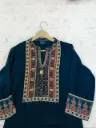 Teal Blue Printed Pure Muslin Crepe Co-Ord Set