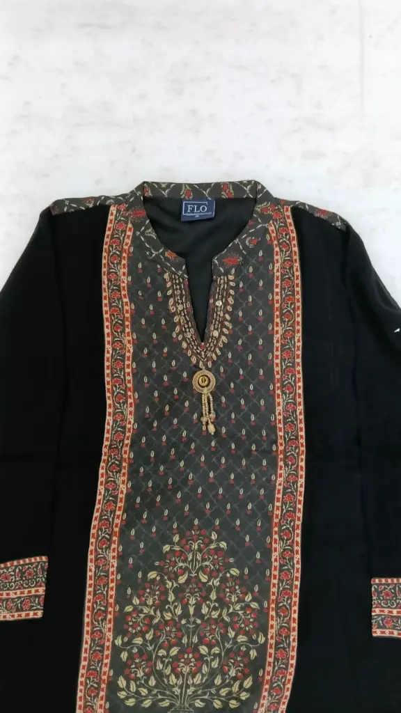 Jet Black Kalamkari Printed Pure Muslin Crepe Co-Ord Set