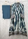Teal Blue Striped Pure Muslin Crepe 2-piece kurta Set