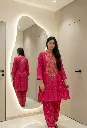 Rani Pink Bhandhani Printed Pure Muslin Crepe Co-Ord Set
