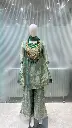 Sage Green Metallic Festive Tissue Indo-Western 3-Piece Set