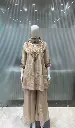 Beige Gold Festive Pure Tissue Silk Indo-Western 3-Piece Set