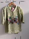 Imported Linen Abstract Printed Sage Green Tunic Top