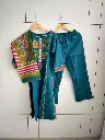 Teal Blue Hand-Worked Pure Soft Flex Cotton 3-Piece Set