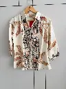 Off-White Tribal Print Pure Imported Linen Casual Shirt