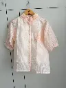 Peach Striped Lace-Collared Pure Imported Linen Top