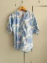 Sky Blue & White Floral Block-Print Pure Dobby Cotton Tunic