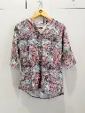 Mauve & Grey Abstract Floral Print Pure Imported Linen Top