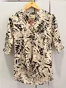 Black & Beige Tropical Leaf Print Pure Imported Linen Top