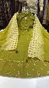 Olive Green Pure Mul Anarkali Set  