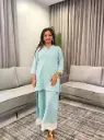 Sky Blue Solid Soft Flex Cotton Co-Ord Set