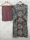 Maroon & Teal Heritage Paisley Printed Natural Crepe Kurta Set
