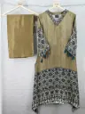 Olive Green & Teal Blue Crepe Printed 3-Piece Kurta Set