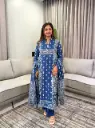 Royal Blue Printed Pure Cotton 3-Piece Kurta Set