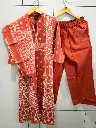 Rust Orange Printed Pure Cotton 3-Piece Kurta Set