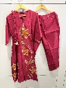 Magenta Pink Wool Work Pure Cotton 3-Piece Kurta Set