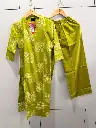 Lime Green Floral Print Pure Cotton 2-Piece Kurta Set