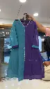 Teal Blue & Royal Purple Color-Block Pure Mull Chanderi 3-Piece Kurta Set