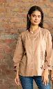 Beige Embroidered Pure Mull Cotton Top