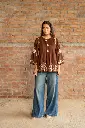 Chocolate Brown Floral Embroidered Pure Mull Cotton Top