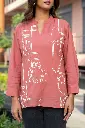 Dusty Rose Abstract Embroidered Pure Mull Cotton Top
