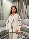 Off-White Embroidered Pure Mull Cotton Tassel Top