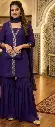 Purple Hand Work Pure Chinon Indo-Western Co-Ord Set