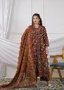 Rust Brown Floral Printed Pure Soft Cotton 3-Piece Kurta Set