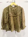 Olive Green Embroidered Pure Imported Linen Top