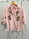 Pink Embroidered Pure Imported Linen Top