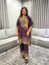 Premium Plum Floral Printed Lenzing Kaftan Co-ord Set