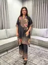 Premium Black Floral Viscose Lenzing Kaftan Co-ord Set