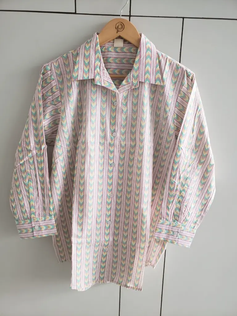 Pastel Chevron Stripe Pure Cotton Shirt Top