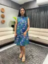 Indigo Pure Cotton Tropical Printed A-line Dress
