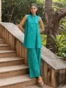 Teal Green Cotton Printed Co-ord Set