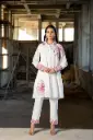 Rosy Charm White Embroidered Two-Piece Set 