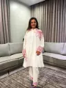 Rosy Charm White Embroidered Two-Piece Set 