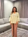 Light Yellow Premium Cotton Embroidered Top for Women | Casual & Ethnic Wear