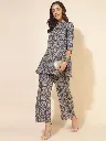 Blue Cotton Ethnic Motifs Tunic with Palazzo