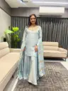 Celestial Blue Handwork Indo-Western Sharara Set