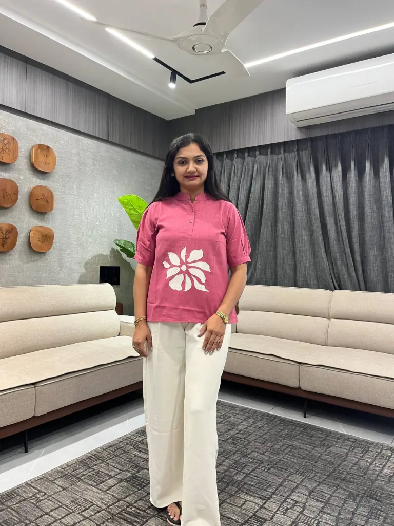 Pink Bloom Linen Top