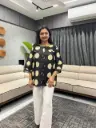 Midnight Polka Dot Cotton Pleated Tunic