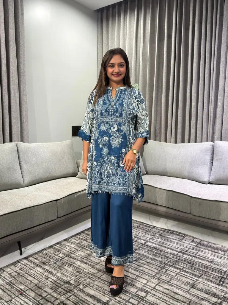 Indigo Grace Printed Crepe Co-ord Set