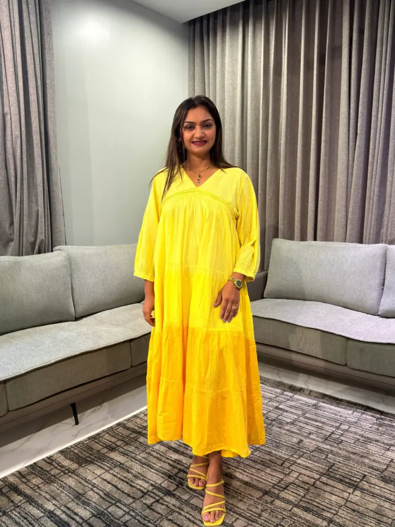 Sunshine Ombre Dobby Cotton Tiered Dress