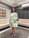 Aqua Floral Random Print Boho Tunic