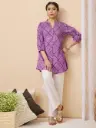 Purple Pure Cotton Bandhani Printed A-line Tunic