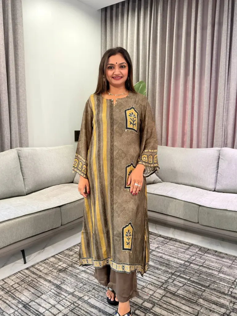 Heritage Stripe Viscose Muslin Kurta Set