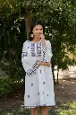 White Floral Embroidered Mull Mull Cotton Tunic