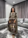 Cocoa Charm Geometric Anarkali Set