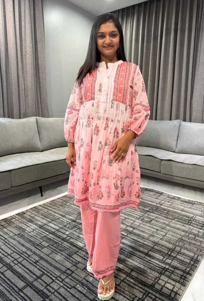 Blush Bloom Shaded Cotton Kurta Set
